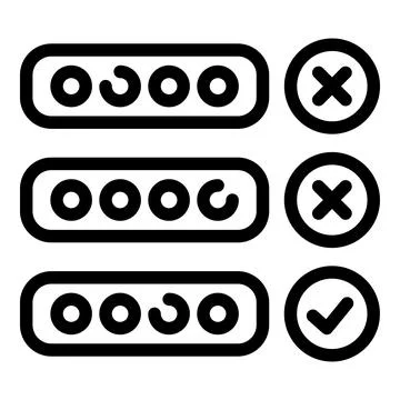 Loading bar showing progress and result with checkmark and cross icons Stock Illustration