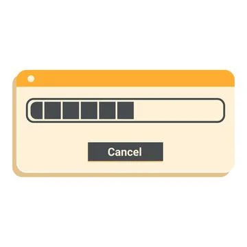 Loading bar showing progress with cancel button on website window Illustrazione stock