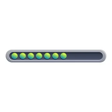 Loading bar showing progress with green spheres on white background Stock Illustration