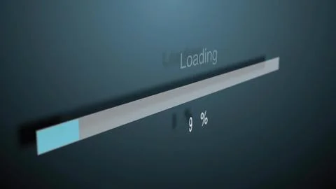 Loading bar slowly progressing at 9 percent on computer screen Stock Photos