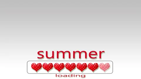 Loading bar  from strawberry heart with the word SUMMER LOADING Stock Footage 197018196