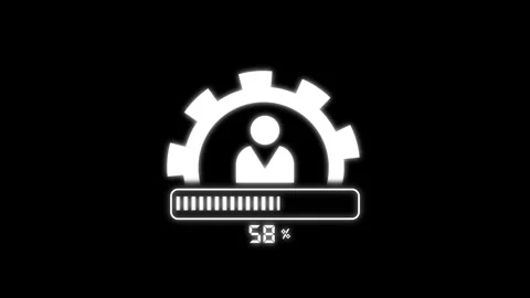 Loading Bar with User Icon and Gear Symbol on Black Background photo stock .. Stock Footage 341127501