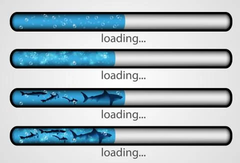 Loading bar. water and fish Stock Illustration