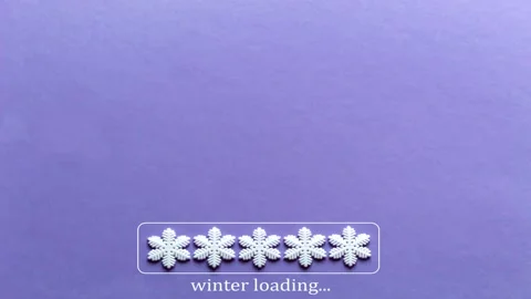 Loading bar with white snowflakes on Veri Pery background. 4K loop Stock Footage 168537211