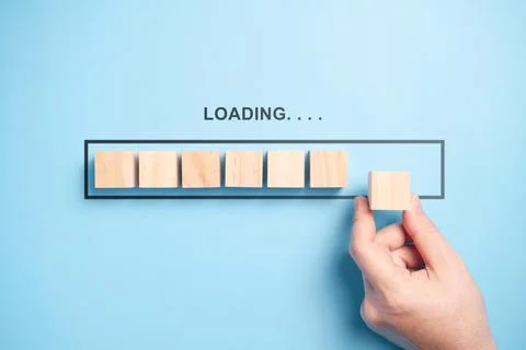 Loading bar with wooden blocks 스톡 사진