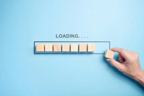 Loading bar with wooden blocks 스톡 사진