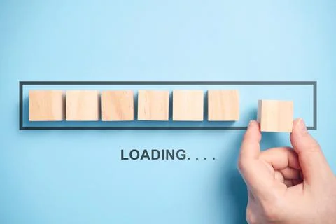 Loading bar with wooden blocks 스톡 사진