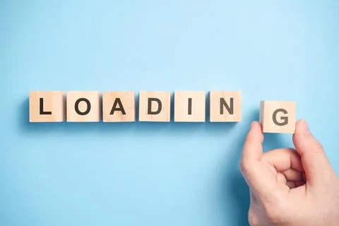 Loading bar with wooden blocks. Stock Photos