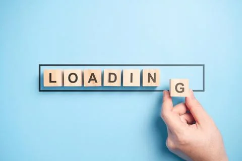 Loading bar with wooden blocks. Stockfoto's