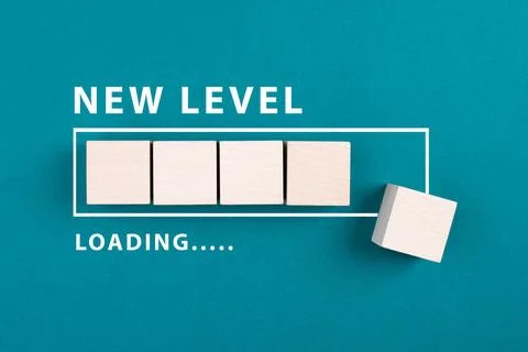 Loading bar with the words new level, education and business concept, prog... Foto stock