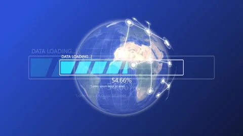 Loading bar with world map background showing progress bar increasing from 0 to  動画素材 318131949