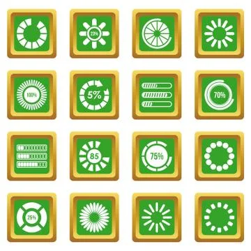 Loading bars and preloaders icons set green Stock Illustration