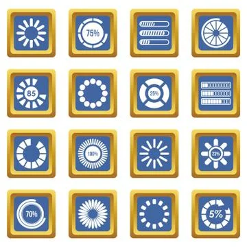 Loading bars and preloaders icons set blue Stock Illustration