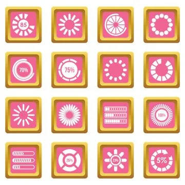 Loading bars and preloaders icons pink Stock Illustration
