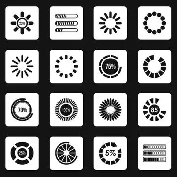 Loading bars and preloaders icons set squares Stock Illustration