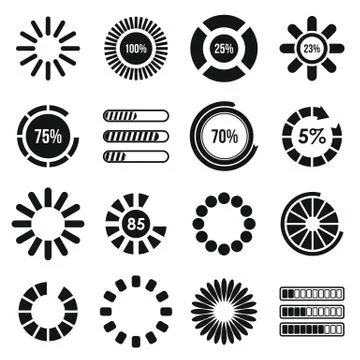 Loading bars and preloaders icons set Stock Illustration