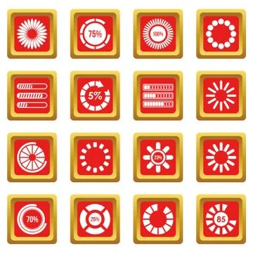 Loading bars and preloaders icons set red Stock Illustration