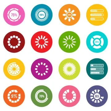 Loading bars and preloaders icons many colors set Stock Illustration