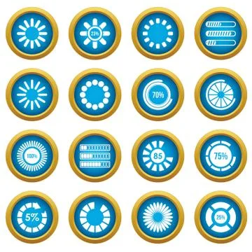Loading bars and preloaders icons blue circle set Stock Illustration
