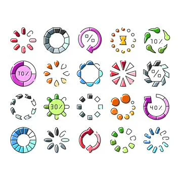 Loading bars and progress icons collection Stock Illustration