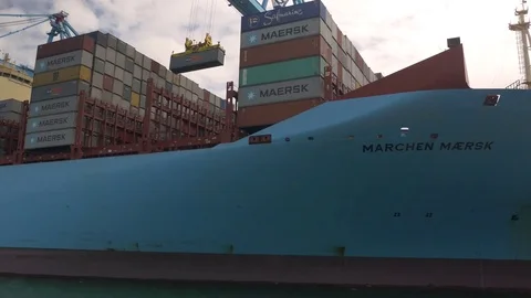 Loading big cargo ship Stock Footage 70515789