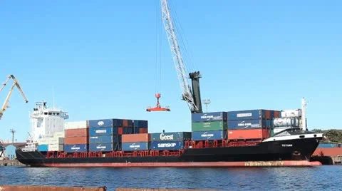 Loading big container ship in harbour Video stock 11517741