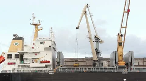 Loading big ship Stock Footage 10882988