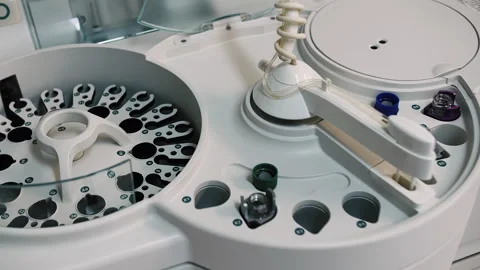 Loading biomaterial into a medical machine for analysis Stock Footage 252955665