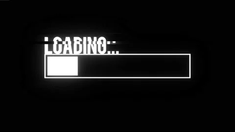 Loading, on a black background, white, with transition, glitch effect and sh Stock Footage 149298629