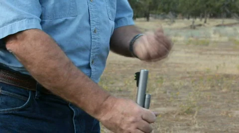 Loading black powder rifle P HD 2265 Stock Footage 510592