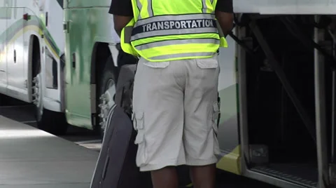LOADING BUS BAGGAGE COMPARTMENT Stock Footage 37164965
