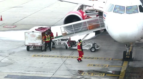 Loading cargo to plane for air freight logistic background Stock Footage 50678441