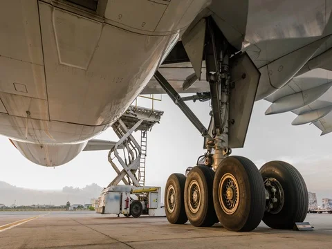 Loading cargo plane outside air freight logistic Video stock 76239770