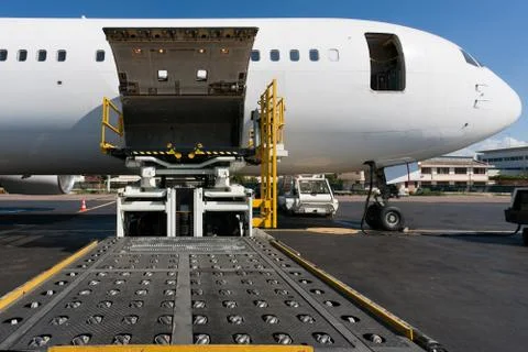 Loading cargo plane Stock Photos