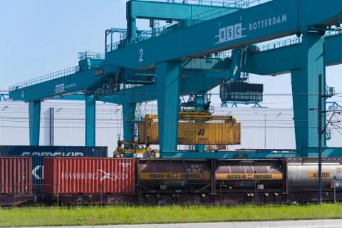 Loading cargo on a train Stock Photos