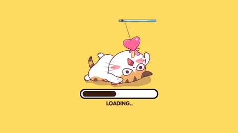 Loading Cartoon Animation Video on Yellow and Green Screen Background | Pet.. Stock Footage 282954622