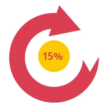 Loading circle 15 percent icon, flat style Illustrazione stock
