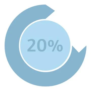 Loading circle 20 percent icon, flat style Illustrazione stock