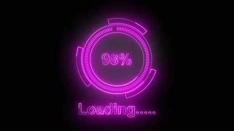 Loading circle animation with pink neon. Loading circle forty nine percent .. Stock Footage 337813247