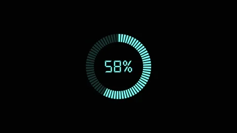 Loading circle animation with sixty percent. Loading circle cyan digital pr.. Stock Footage 337618955