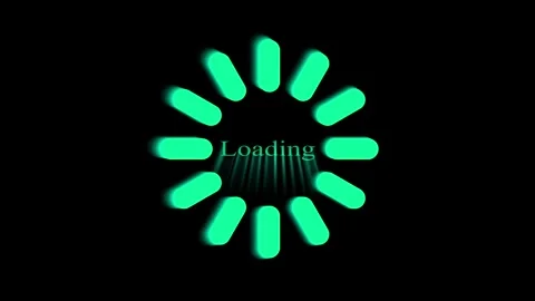 Loading circle animation with smooth spinning effect and loading text on a .. Stock Footage 313421928