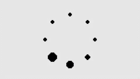 Loading circle animation on white background, 8-bit pixel video-game style icon Stock Footage 308531778