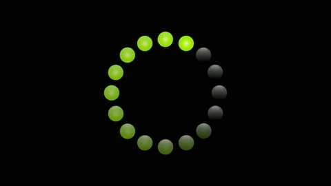 Loading circle icon animation on black background. 4K clip with green led. Stock Footage 157847321