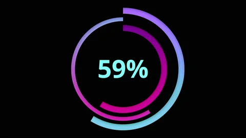 Loading circle icon, percentage increase animation with colourful circles Stock Footage 144711051