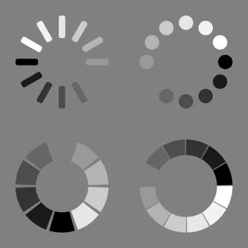 Loading circle icon set. Vector illustration, flat design. Stock Illustration