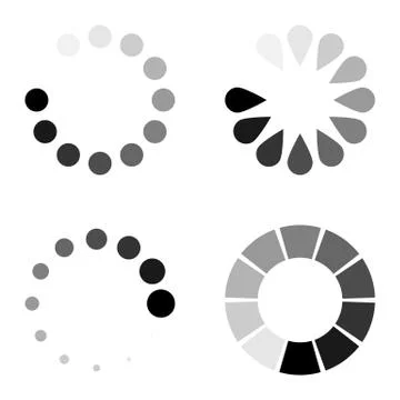 Loading circle icon set. Vector illustration, flat design. Stock Illustration