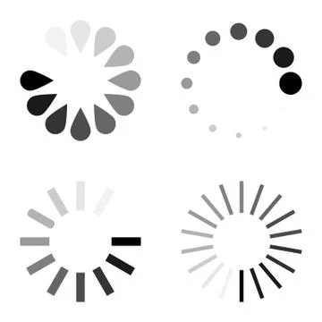 Loading circle icon set. Vector illustration, flat design. Stock Illustration