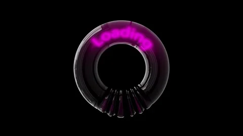 Loading Circle Ring. Letter word"Loading" neon RGB light It looks like donut. Stock Footage 269444604