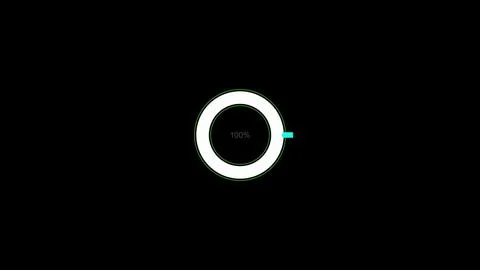 Loading Circle Ring. Loading Transfer Download Animation 0-100% in blue sci.. Stock Illustration