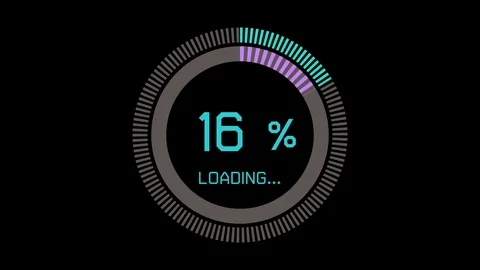 Loading circle ring transfer 0-100 with light blue on black screen Stock Footage 101770742